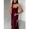 Vínové spoločenské dlhé šaty BELUNA so šálom