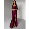 Vínové společenské dlouhé šaty BELUNA se šálem (Veľkosť ONESIZE)