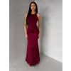 Vínové společenské dlouhé šaty VELMORO s body (Veľkosť ONESIZE)