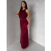 Vínové společenské dlouhé šaty VELMORO s body (Veľkosť ONESIZE)