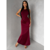 Vínové spoločenské dlhé šaty VEĽMORO s bodmi