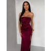 Vínové spoločenské korzetové šaty ZONTIRE bez ramienok