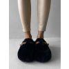 Černé huňaté pantofle FLUFFIES s páskem (Veľkosť 37)