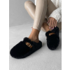 Čierne huňaté šľapky FLUFFIES s opaskom