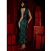 Smaragdové spoločenské dlhé flitrované šaty SOLVAYA