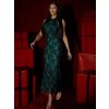 Smaragdové společenské dlouhé flitrované šaty SOLVAYA (Veľkosť ONESIZE)