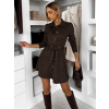 Tmavo hnedé elegantné jesenné semišové šaty TEXIVOA