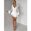 Biele čipkované krátke šaty ZENITH s volánikmi