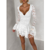 Biele čipkované krátke šaty ZENITH s volánikmi