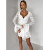 Biele čipkované krátke šaty ZENITH s volánikmi
