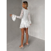 Biele čipkované krátke šaty ZENITH s volánikmi
