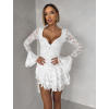 Biele čipkované krátke šaty ZENITH s volánikmi