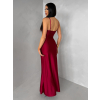 Bordové dlhé saténové spoločenské šaty ORIXY s výstrihom