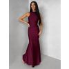 Bordó dlouhé společenské šaty LETERA s řasením (Veľkosť ONESIZE)
