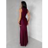 Bordó dlouhé společenské šaty LETERA s řasením (Veľkosť ONESIZE)