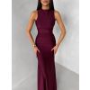 Bordó dlouhé společenské šaty LETERA s řasením (Veľkosť ONESIZE)