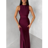 Bordové dlhé spoločenské šaty LETERA s rázporkom
