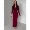 Bordó elegantní dlouhé šaty OLIVINE s dlouhým rukávem (Veľkosť ONESIZE)