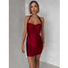 Bordó krátke mini koktailové šaty JOLERYN