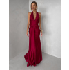Bordové saténové dlhé spoločenské šaty CELESTIA s vlečkou