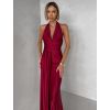 Bordó saténové dlouhé společenské šaty CELESTIA s vlečkou (Veľkosť ONESIZE)