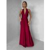 Bordó saténové dlouhé společenské šaty CELESTIA s vlečkou (Veľkosť ONESIZE)