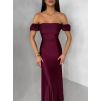 Bordó společenské dlouhé plesové šaty LUNZARO (Veľkosť ONESIZE)