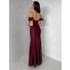 Bordó společenské dlouhé plesové šaty LUNZARO (Veľkosť ONESIZE)