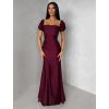 Bordó společenské dlouhé plesové šaty LUNZARO (Veľkosť ONESIZE)