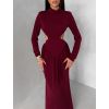 Bordó společenské dlouhé šaty EVANIE s průstřihy (Veľkosť ONESIZE)