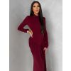Bordó společenské dlouhé šaty EVANIE s průstřihy (Veľkosť ONESIZE)