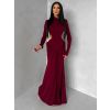 Bordó společenské dlouhé šaty EVANIE s průstřihy (Veľkosť ONESIZE)
