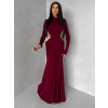 Bordové spoločenské dlhé šaty EVANIE s prestrihmi