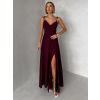 Bordó společenské dlouhé šaty LERDISEL na ramínka (Veľkosť ONESIZE)