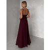 Bordó společenské dlouhé šaty LERDISEL na ramínka (Veľkosť ONESIZE)