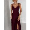 Bordó společenské dlouhé šaty LERDISEL na ramínka (Veľkosť ONESIZE)