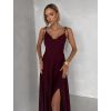 Bordó společenské dlouhé šaty LERDISEL na ramínka (Veľkosť ONESIZE)