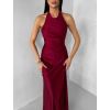 Bordó společenské dlouhé tvarující šaty SYVONA s rozparkem (Veľkosť ONESIZE)