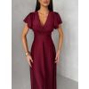 Bordó společenské jednoduché dlouhé šaty JUNADIE (Veľkosť ONESIZE)