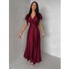 Bordó společenské jednoduché dlouhé šaty JUNADIE (Veľkosť ONESIZE)