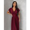 Bordó společenské jednoduché dlouhé šaty JUNADIE (Veľkosť ONESIZE)
