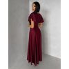 Bordó společenské jednoduché dlouhé šaty JUNADIE (Veľkosť ONESIZE)