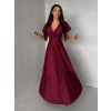 Bordó společenské jednoduché dlouhé šaty JUNADIE (Veľkosť ONESIZE)