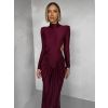 Bordó společenské tvarující šaty RELANIO s průstřihy (Veľkosť ONESIZE)