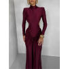 Bordó spoločenské tvarujúce šaty RELANIO s prestrihmi
