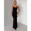 Černé dlouhé společenské šaty AVENZIA na ramínka (Veľkosť M/L)