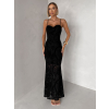 Čierne dlhé spoločenské šaty AVENZIA na ramienka