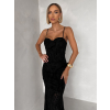 Čierne dlhé spoločenské šaty AVENZIA na ramienka