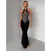 Černé elegantní krajkové dlouhé šaty VELISSA (Veľkosť ONESIZE)