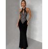 Černé elegantní krajkové dlouhé šaty VELISSA (Veľkosť ONESIZE)